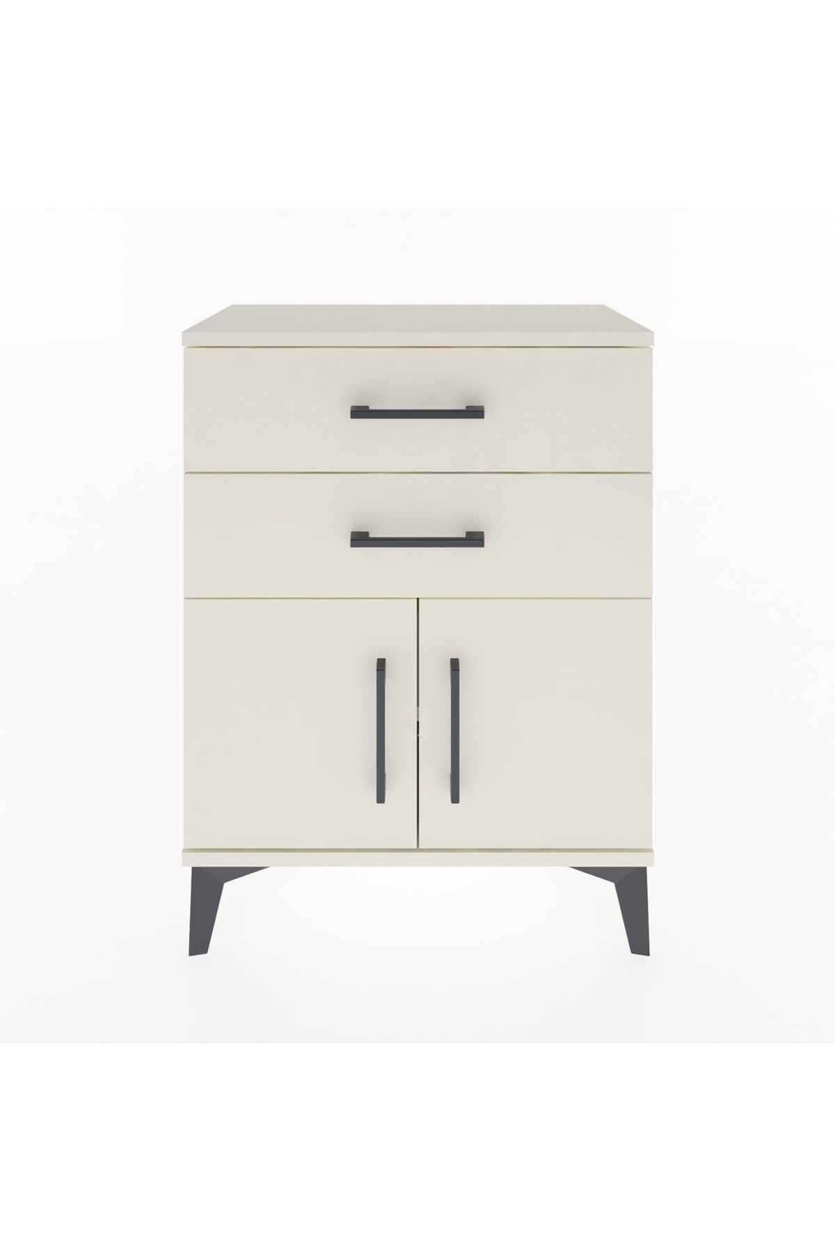 Arges Komodin Tek Raflı 2 Çekmeceli 2 Kapaklı 60x30x80 - S13M013V1A