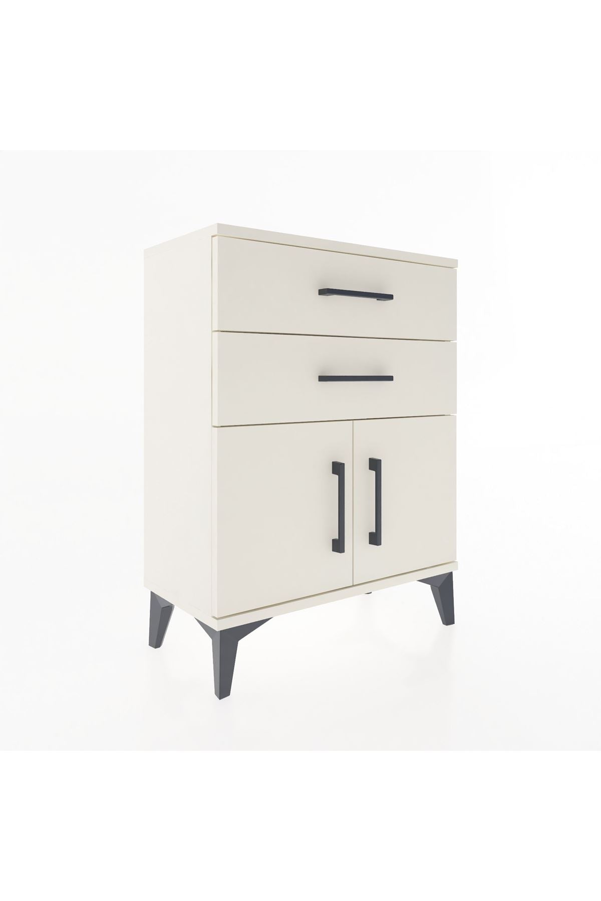 Arges Komodin Tek Raflı 2 Çekmeceli 2 Kapaklı 60x30x80 - S13M013V1A