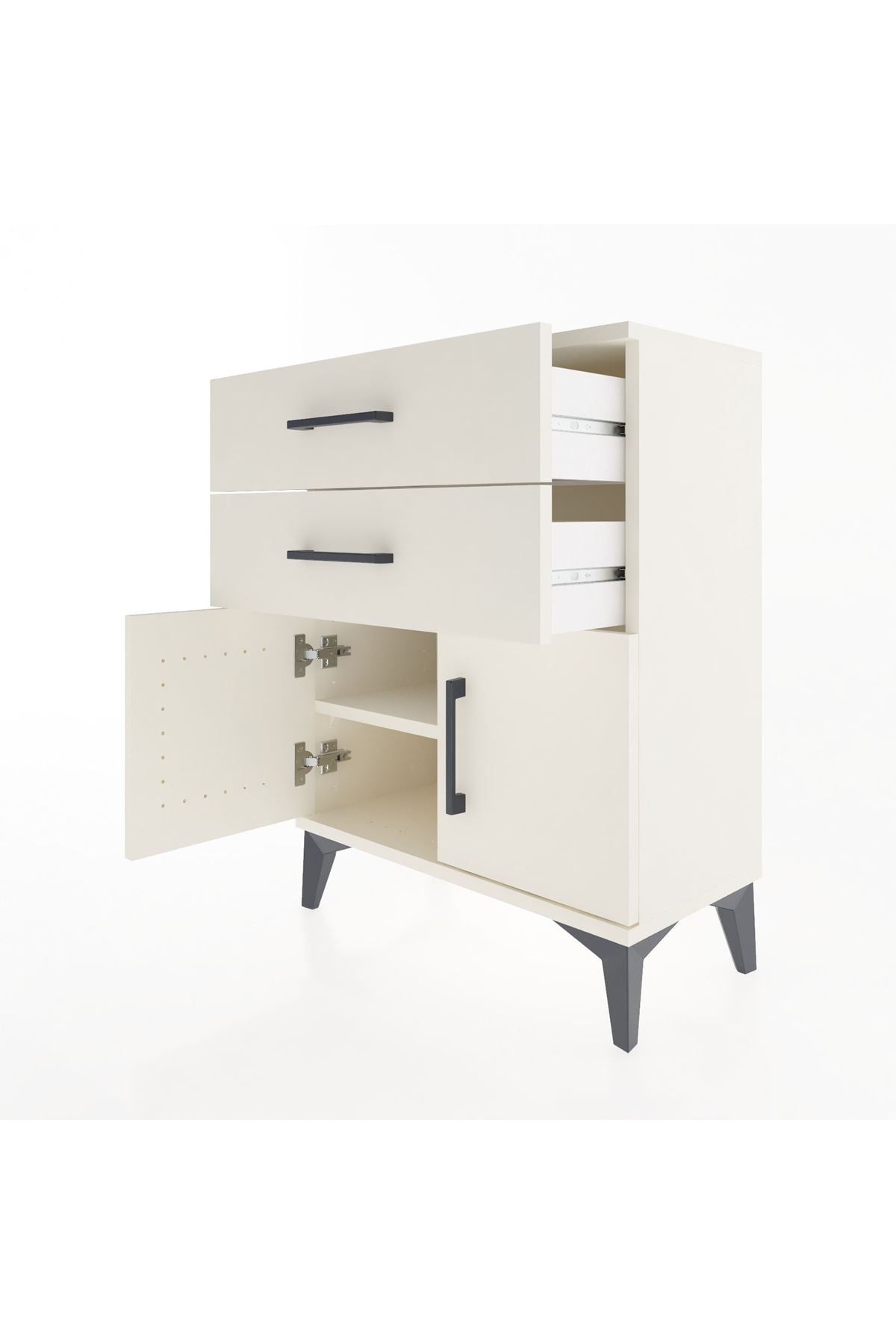 Arges Komodin Tek Raflı 2 Çekmeceli 2 Kapaklı 60x30x80 - S13M013V1A