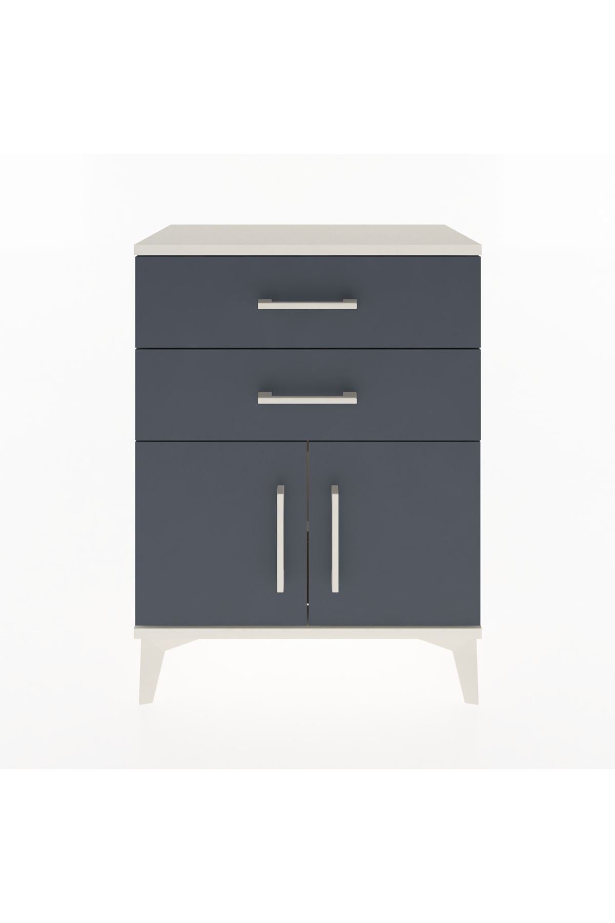 Arges Komodin Tek Raflı 2 Çekmeceli 2 Kapaklı 60x30x80 - S13M013V2A