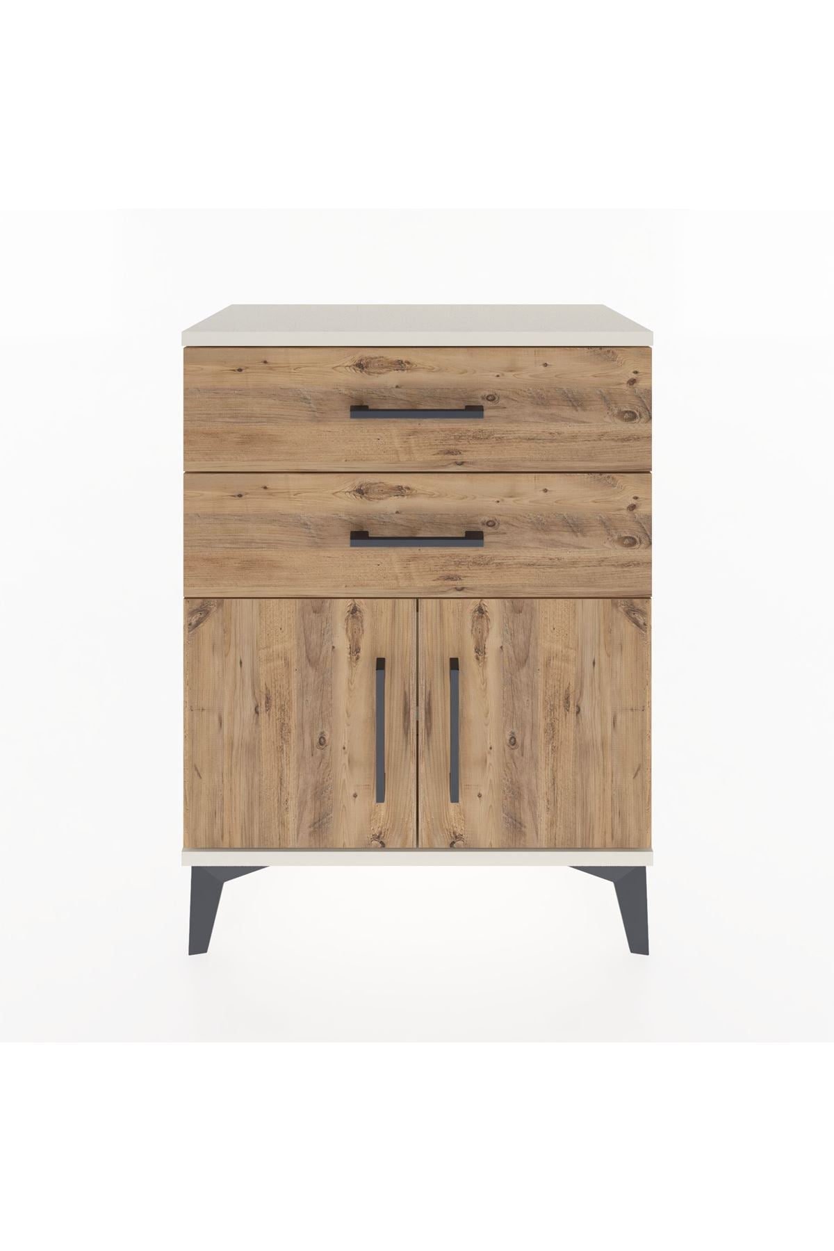 Arges Komodin Tek Raflı 2 Çekmeceli 2 Kapaklı 60x30x80 - S13M013V3A
