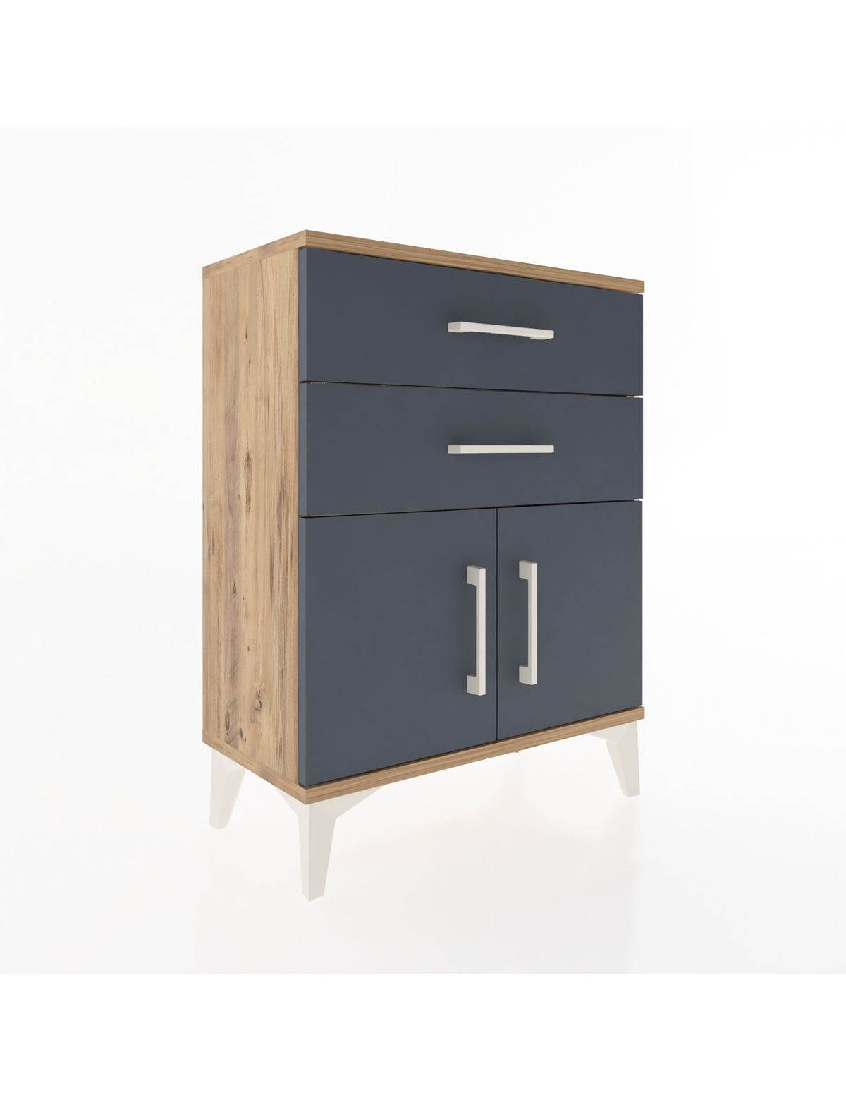 Arges Komodin Tek Raflı 2 Çekmeceli 2 Kapaklı 60x30x80 - S13M013V8A