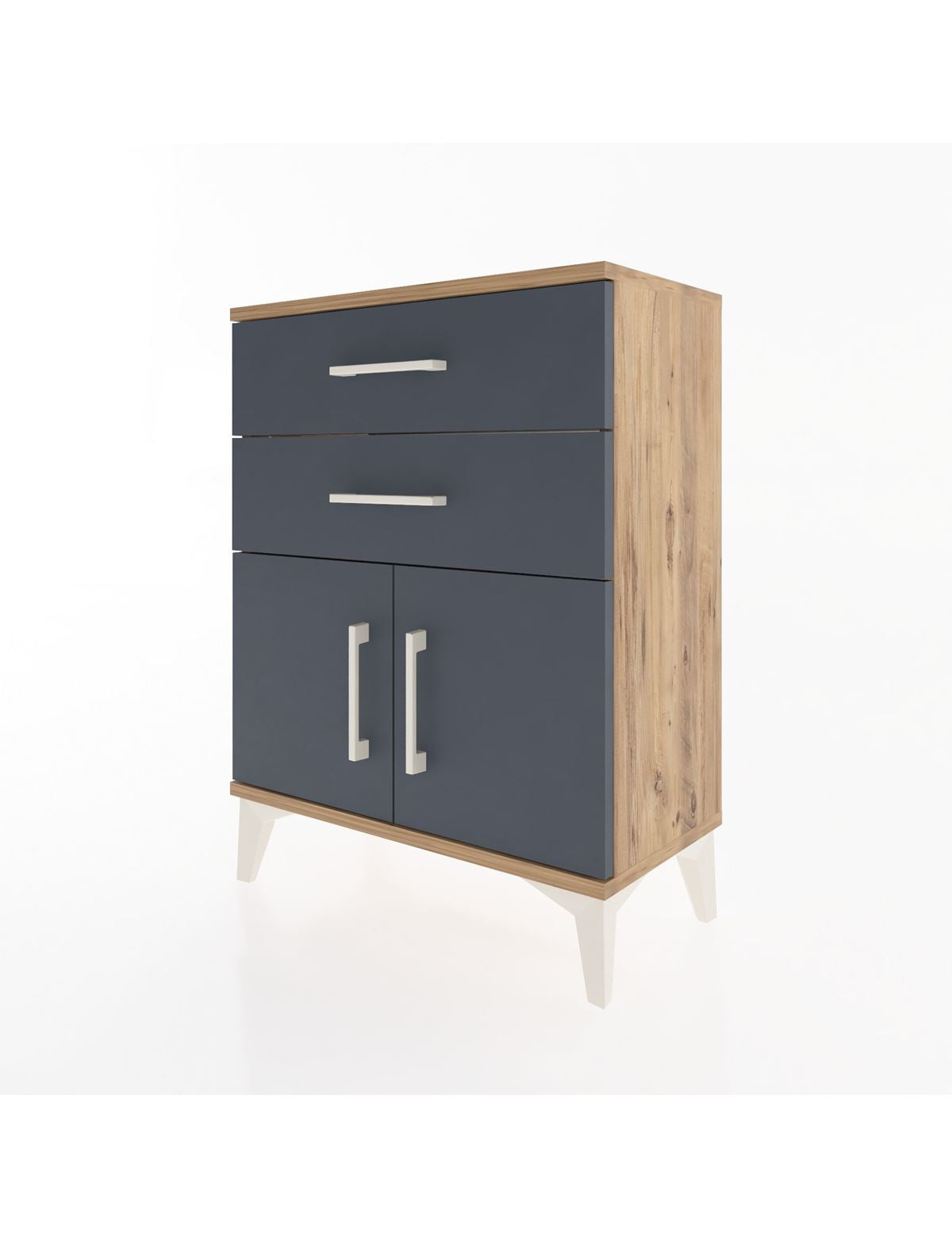 Arges Komodin Tek Raflı 2 Çekmeceli 2 Kapaklı 60x30x80 - S13M013V8A