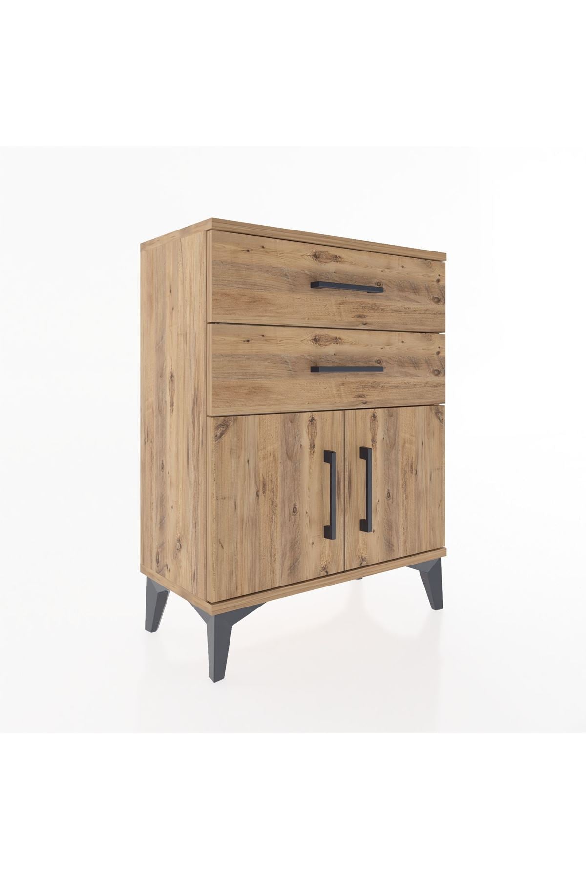 Arges Komodin Tek Raflı 2 Çekmeceli 2 Kapaklı 60x30x80 - S13M013V9A