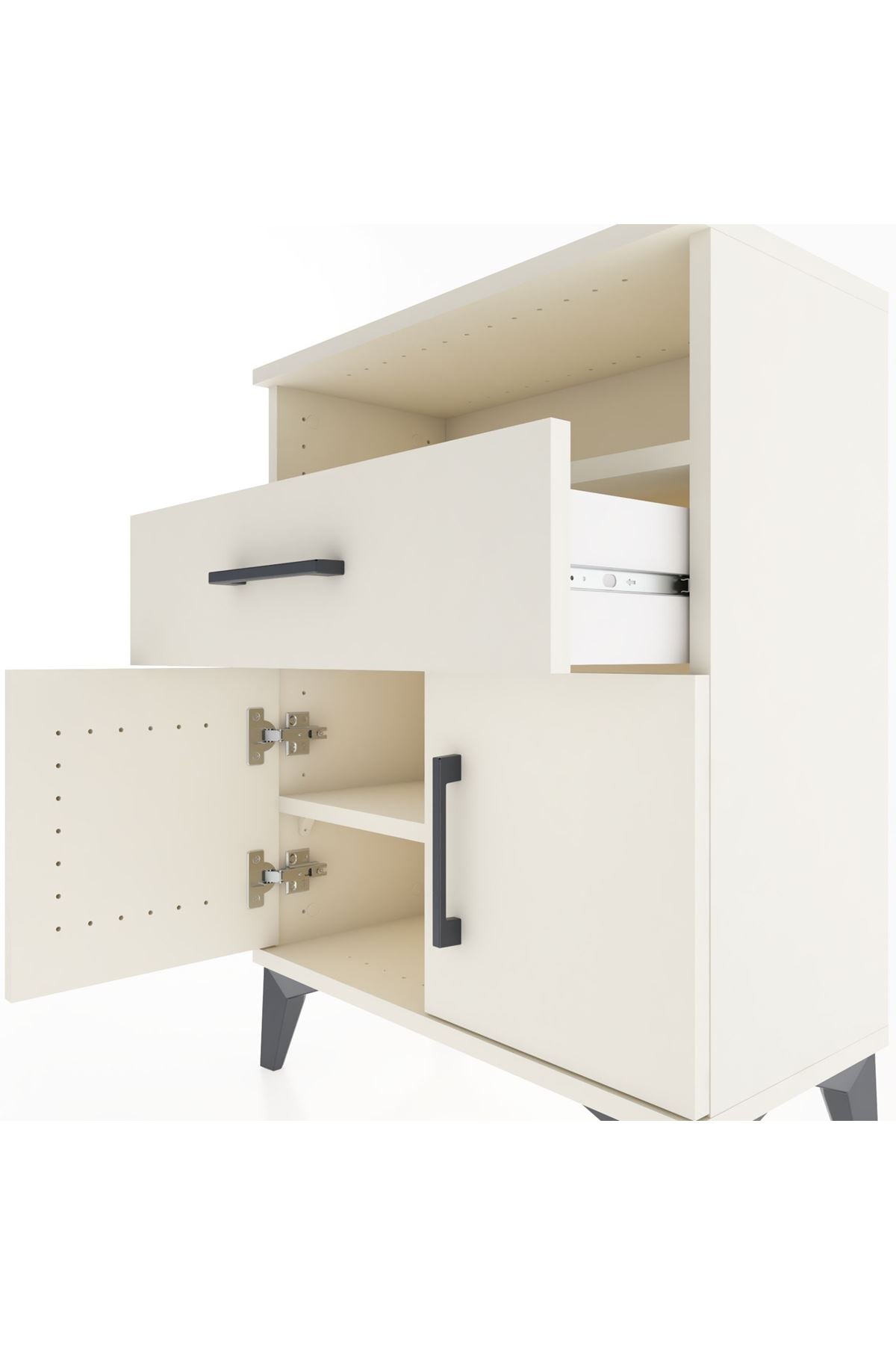 Arges Komodin 2 Raflı Tek Çekmeceli 2 Kapaklı 60x30x80 - S13M014V1A