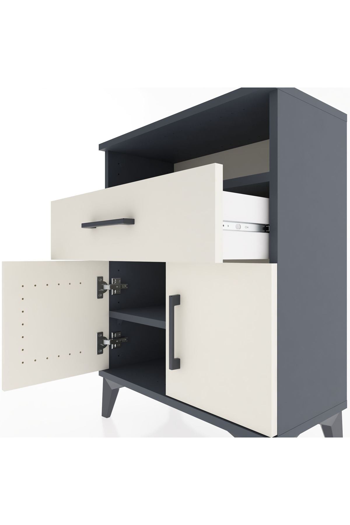 Arges Komodin 2 Raflı Tek Çekmeceli 2 Kapaklı 60x30x80 - S13M014V4A
