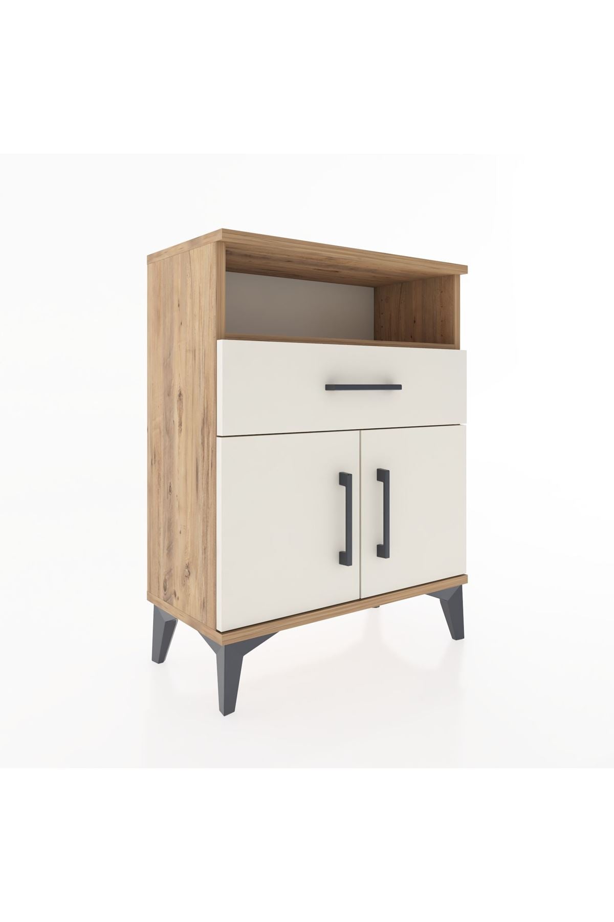 Arges Komodin 2 Raflı Tek Çekmeceli 2 Kapaklı 60x30x80 - S13M014V7A