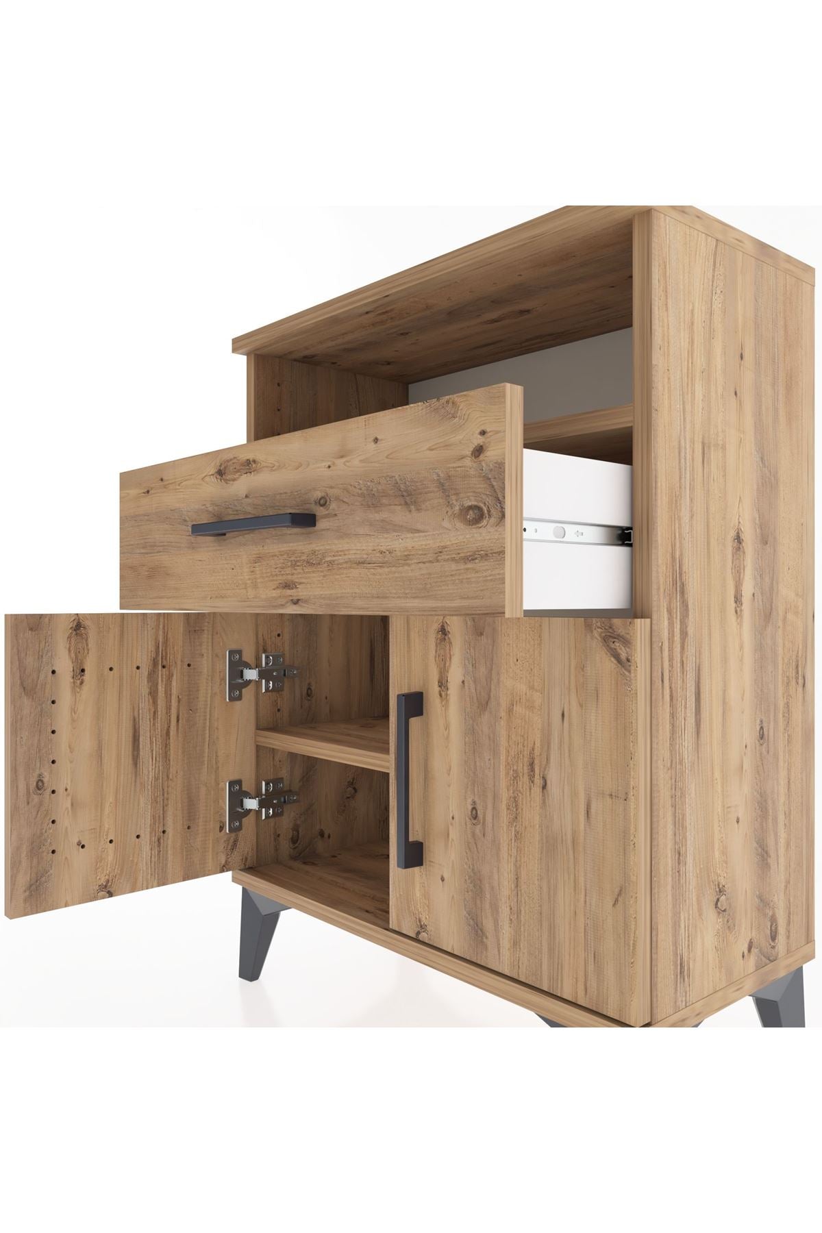 Arges Komodin 2 Raflı Tek Çekmeceli 2 Kapaklı 60x30x80 - S13M014V9A