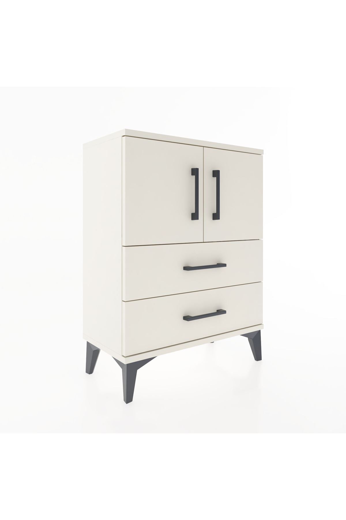 Arges Komodin 2 Raflı 2 Çekmeceli 2 Kapaklı 60x30x80 - S13M015V1A
