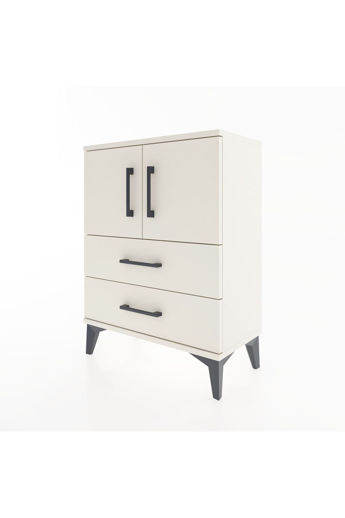 Arges Komodin 2 Raflı 2 Çekmeceli 2 Kapaklı 60x30x80 - S13M015V1A