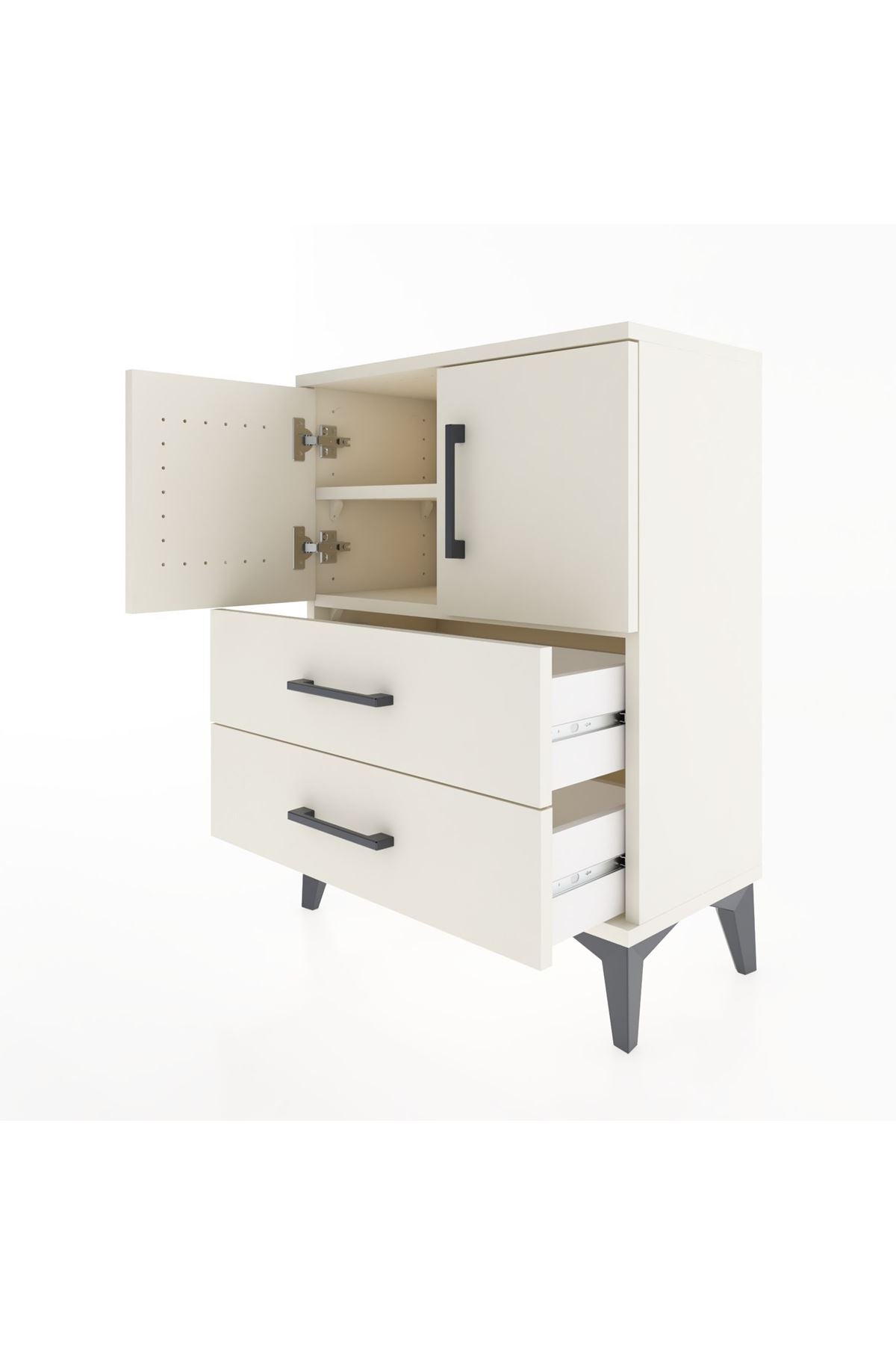 Arges Komodin 2 Raflı 2 Çekmeceli 2 Kapaklı 60x30x80 - S13M015V1A