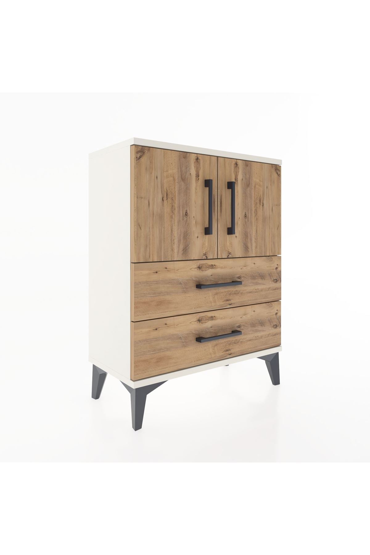Arges Komodin 2 Raflı 2 Çekmeceli 2 Kapaklı 60x30x80 - S13M015V3A
