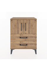 Arges Komodin 2 Raflı 2 Çekmeceli 2 Kapaklı 60x30x80