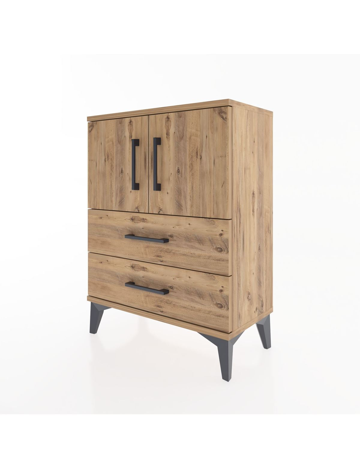Arges Komodin 2 Raflı 2 Çekmeceli 2 Kapaklı 60x30x80 - S13M015V9A