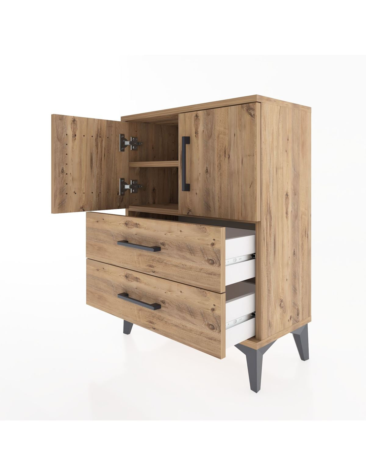 Arges Komodin 2 Raflı 2 Çekmeceli 2 Kapaklı 60x30x80 - S13M015V9A