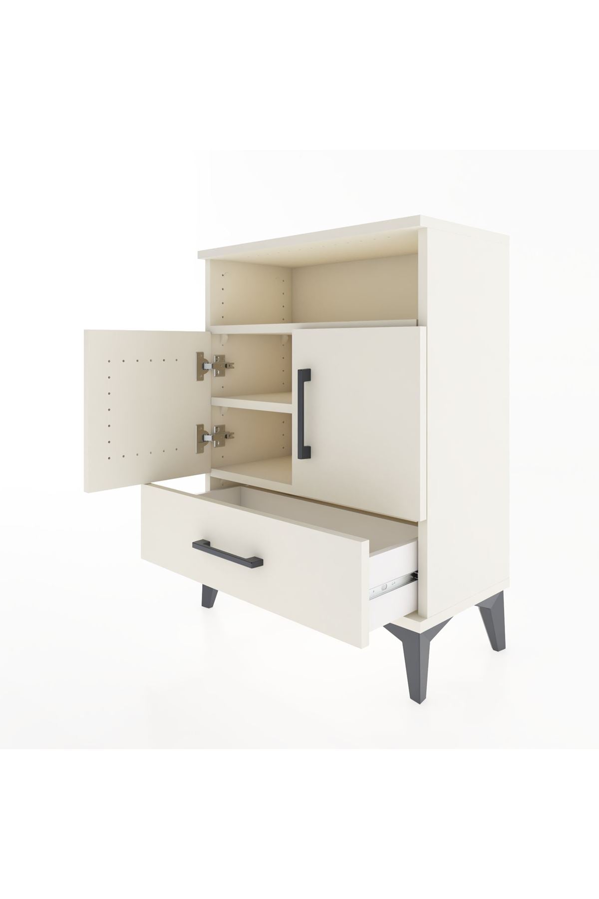 Arges Komodin 3 Raflı Tek Çekmeceli 2 Kapaklı 60x30x80 - S13M017V1A