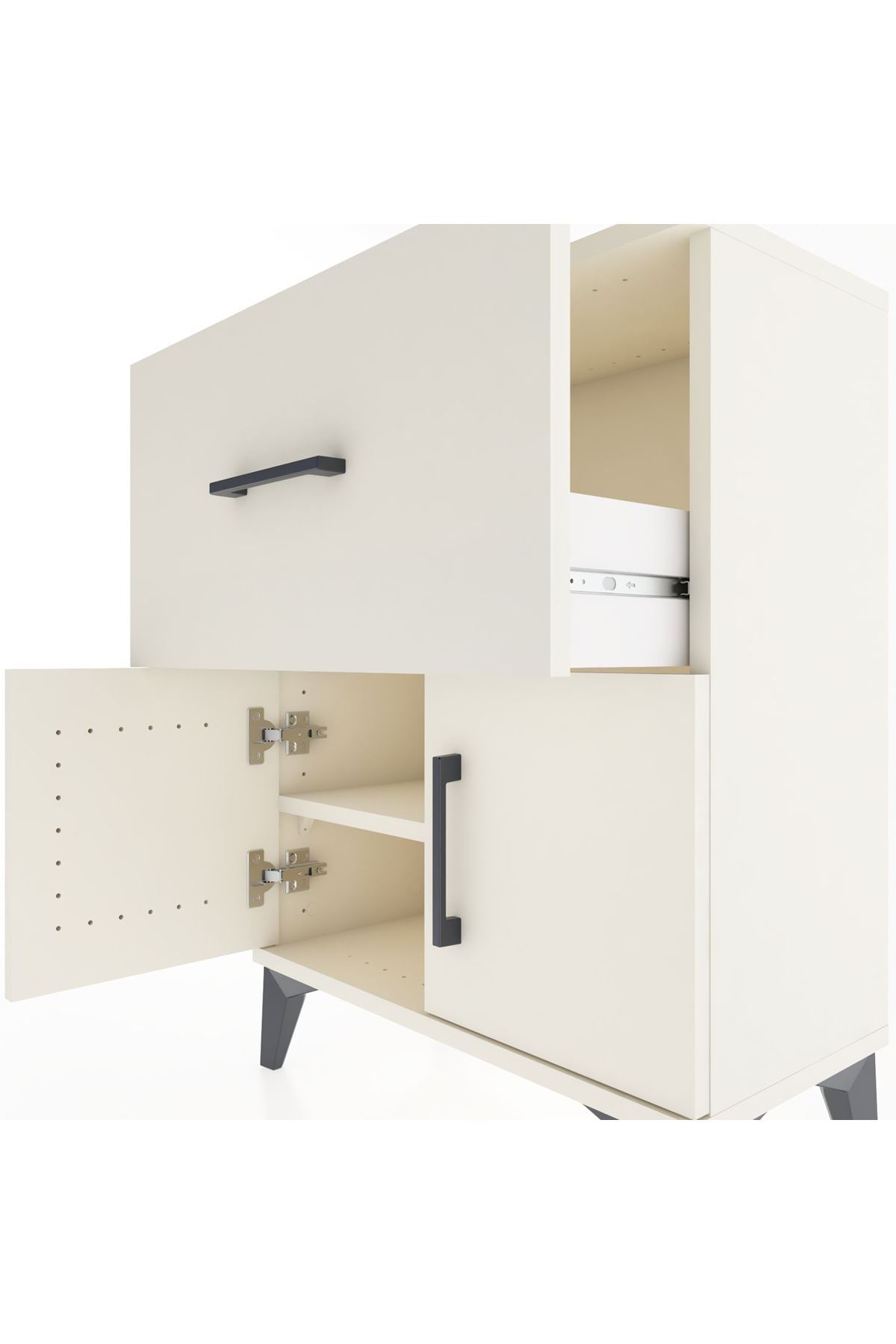 Arges Komodin Tek Raflı Tek Çekmeceli 2 Kapaklı 60x30x80 - S13M018V1A