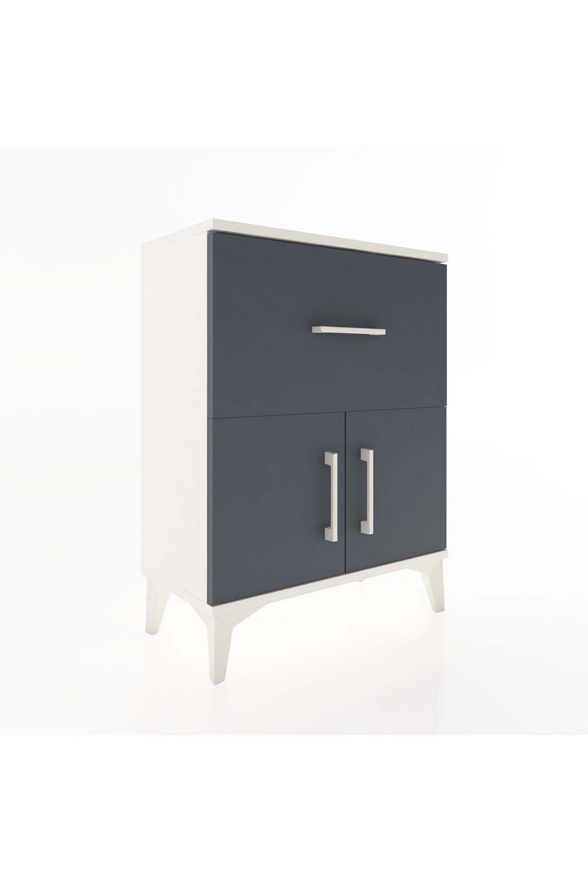 Arges Komodin Tek Raflı Tek Çekmeceli 2 Kapaklı 60x30x80 - S13M018V2A