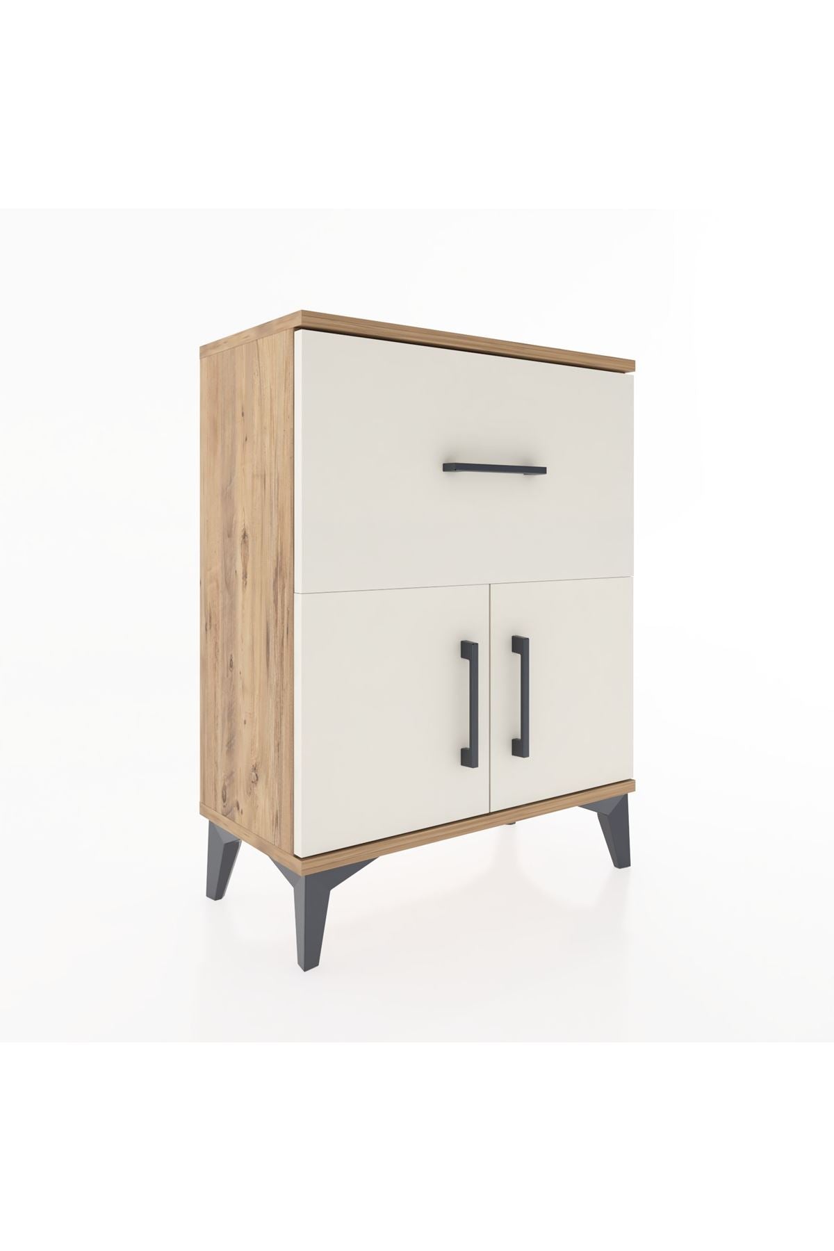 Arges Komodin Tek Raflı Tek Çekmeceli 2 Kapaklı 60x30x80 - S13M018V7A