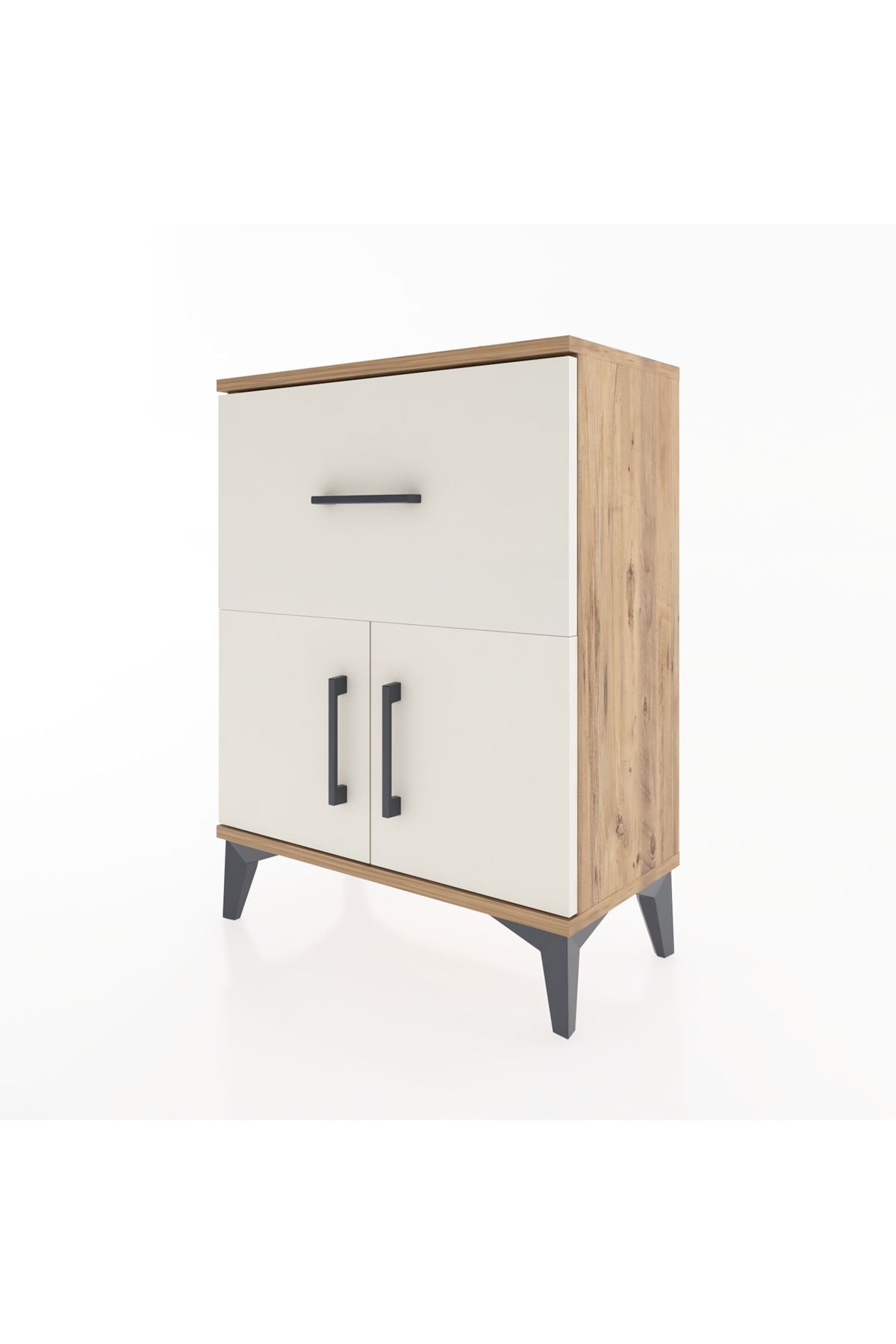 Arges Komodin Tek Raflı Tek Çekmeceli 2 Kapaklı 60x30x80 - S13M018V7A