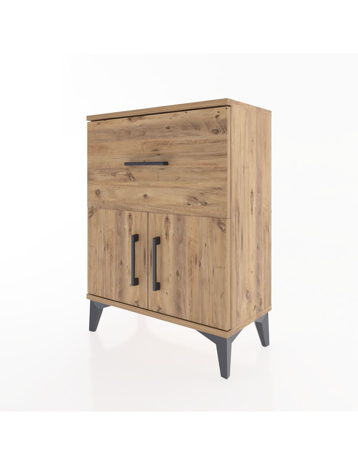 Arges Komodin Tek Raflı Tek Çekmeceli 2 Kapaklı 60x30x80 - S13M018V9A