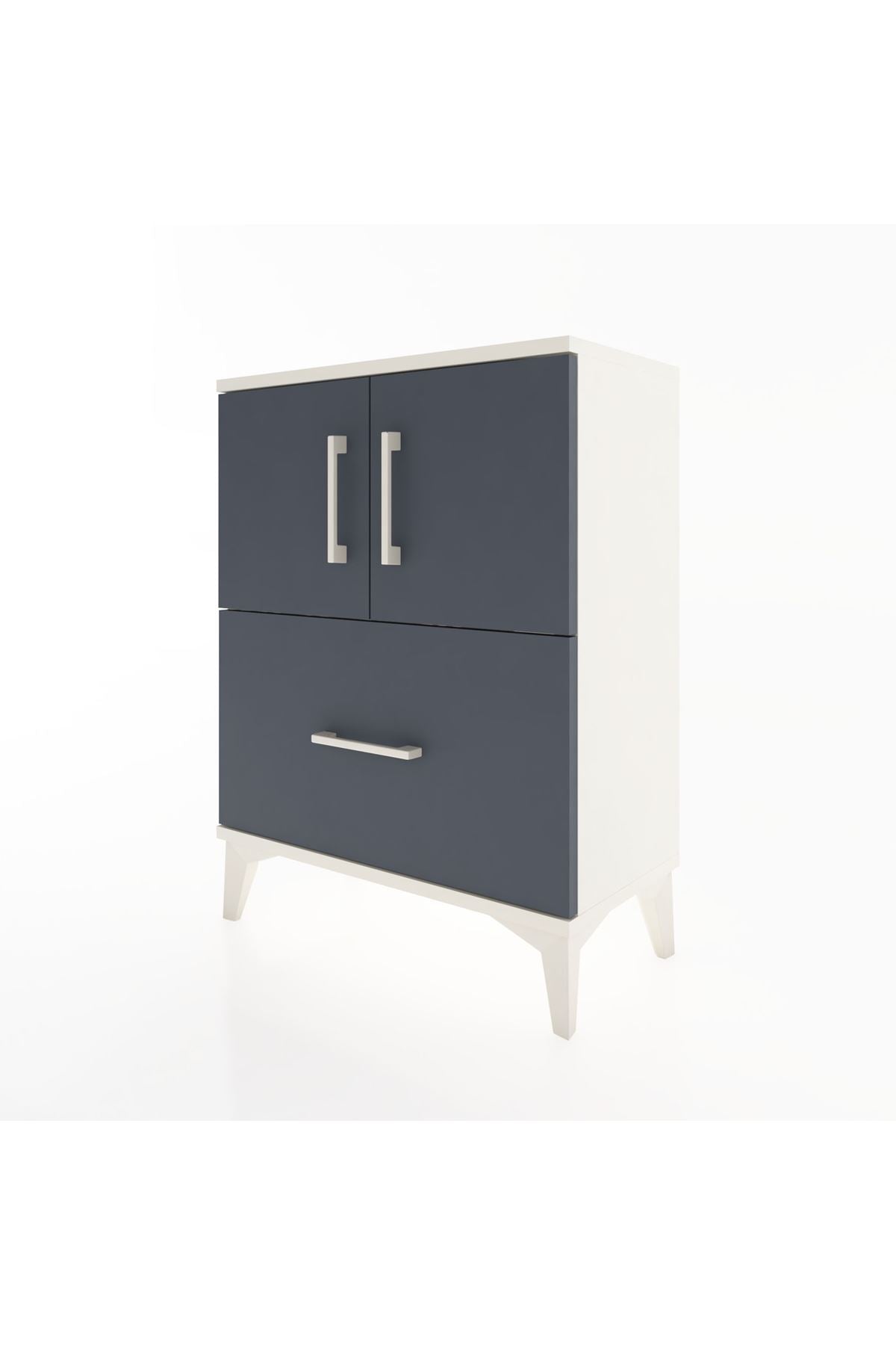 Arges Komodin 2 Raflı Tek Çekmeceli 2 Kapaklı 60x30x80 - S13M019V2A