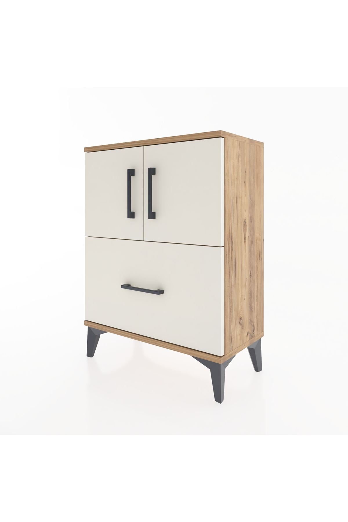 Arges Komodin 2 Raflı Tek Çekmeceli 2 Kapaklı 60x30x80 - S13M019V7A