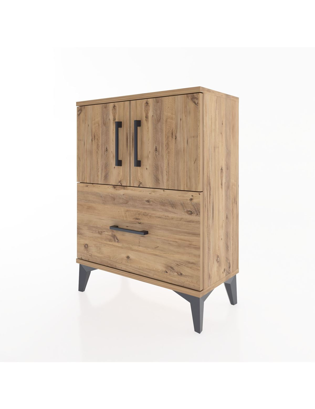 Arges Komodin 2 Raflı Tek Çekmeceli 2 Kapaklı 60x30x80 - S13M019V9A