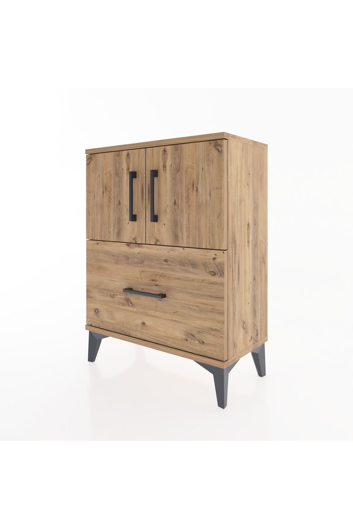 Arges Komodin 2 Raflı Tek Çekmeceli 2 Kapaklı 60x30x80 - S13M019V9A