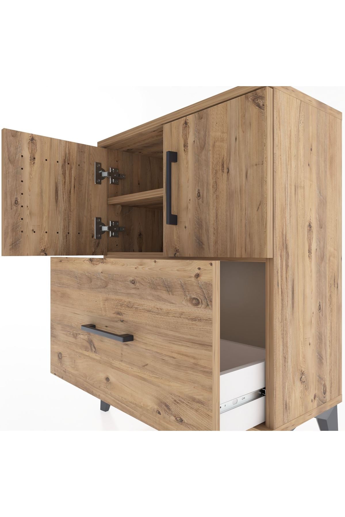 Arges Komodin 2 Raflı Tek Çekmeceli 2 Kapaklı 60x30x80 - S13M019V9A