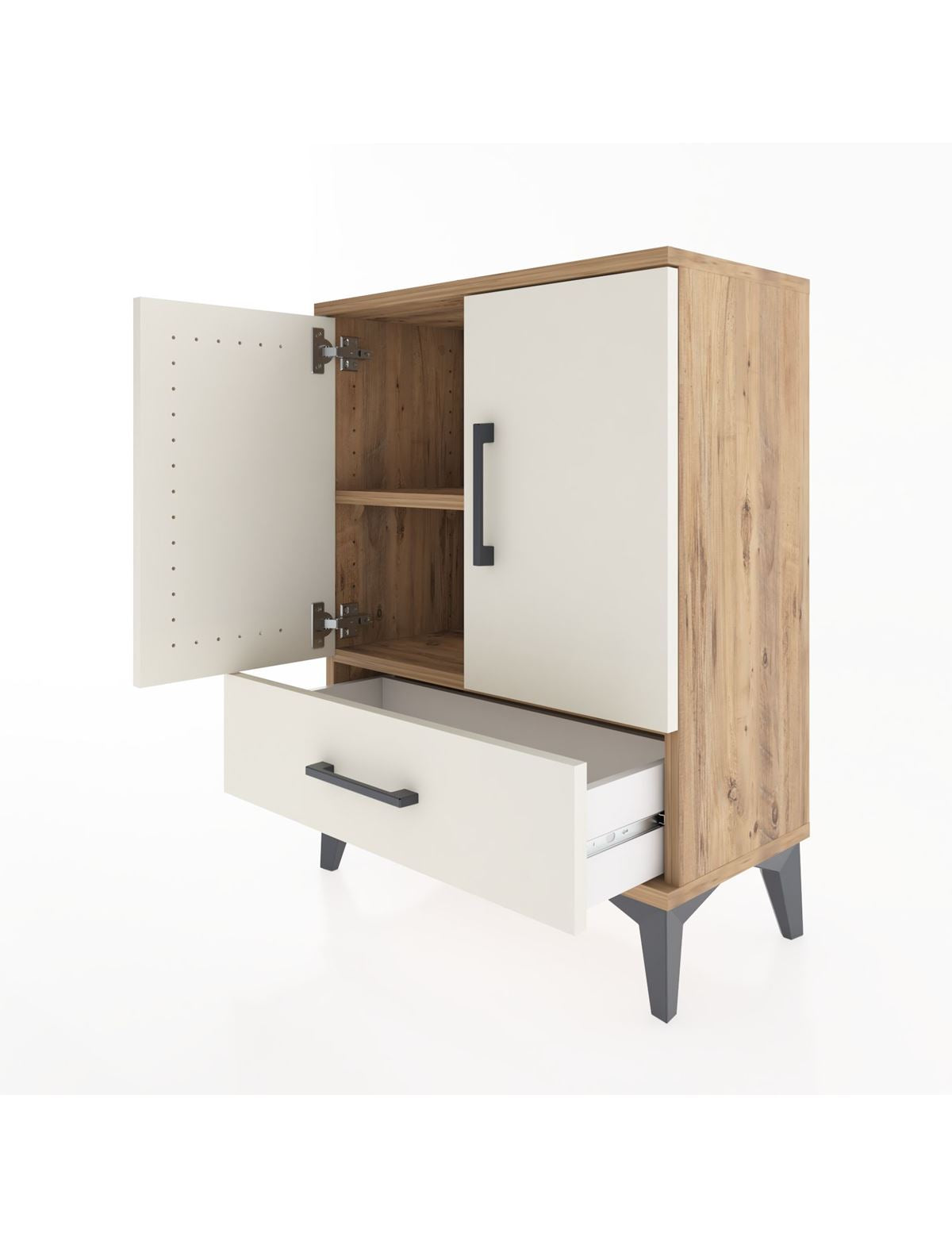 Arges Komodin 2 Raflı Tek Çekmeceli Tek Kapaklı 60x30x80 - S13M020V7A