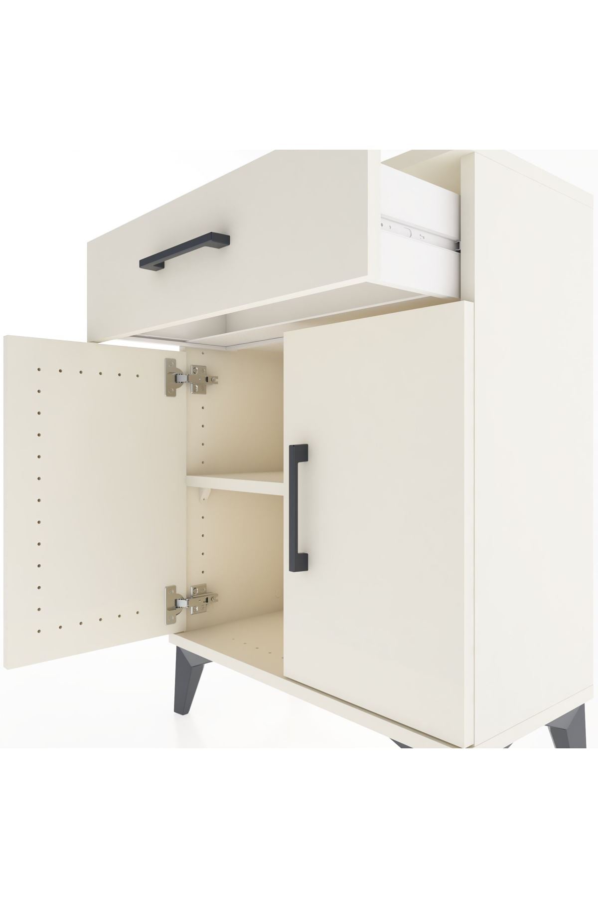 Arges Komodin Tek Raflı Tek Çekmeceli 2 Kapaklı 60x30x80 - S13M021V1A