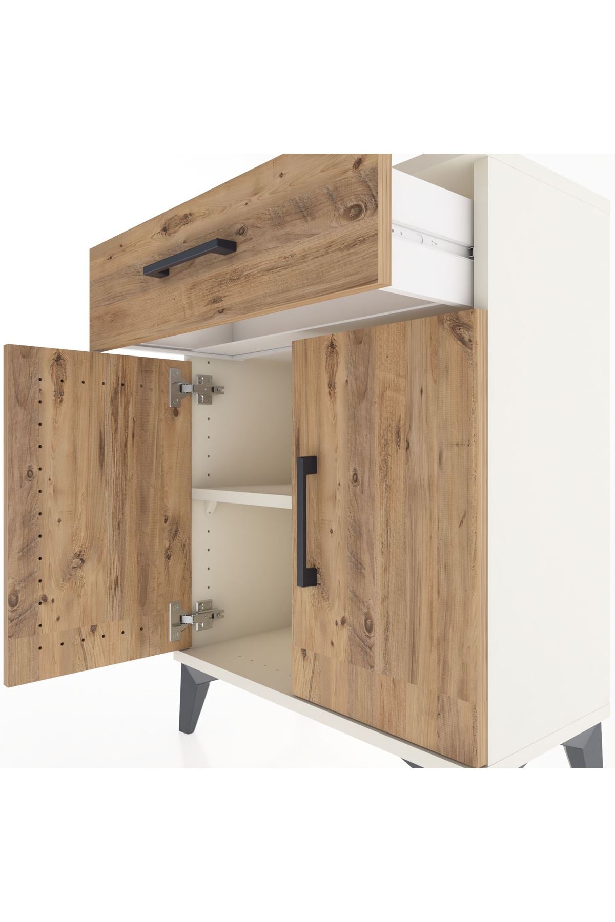 Arges Komodin Tek Raflı Tek Çekmeceli 2 Kapaklı 60x30x80 - S13M021V3A