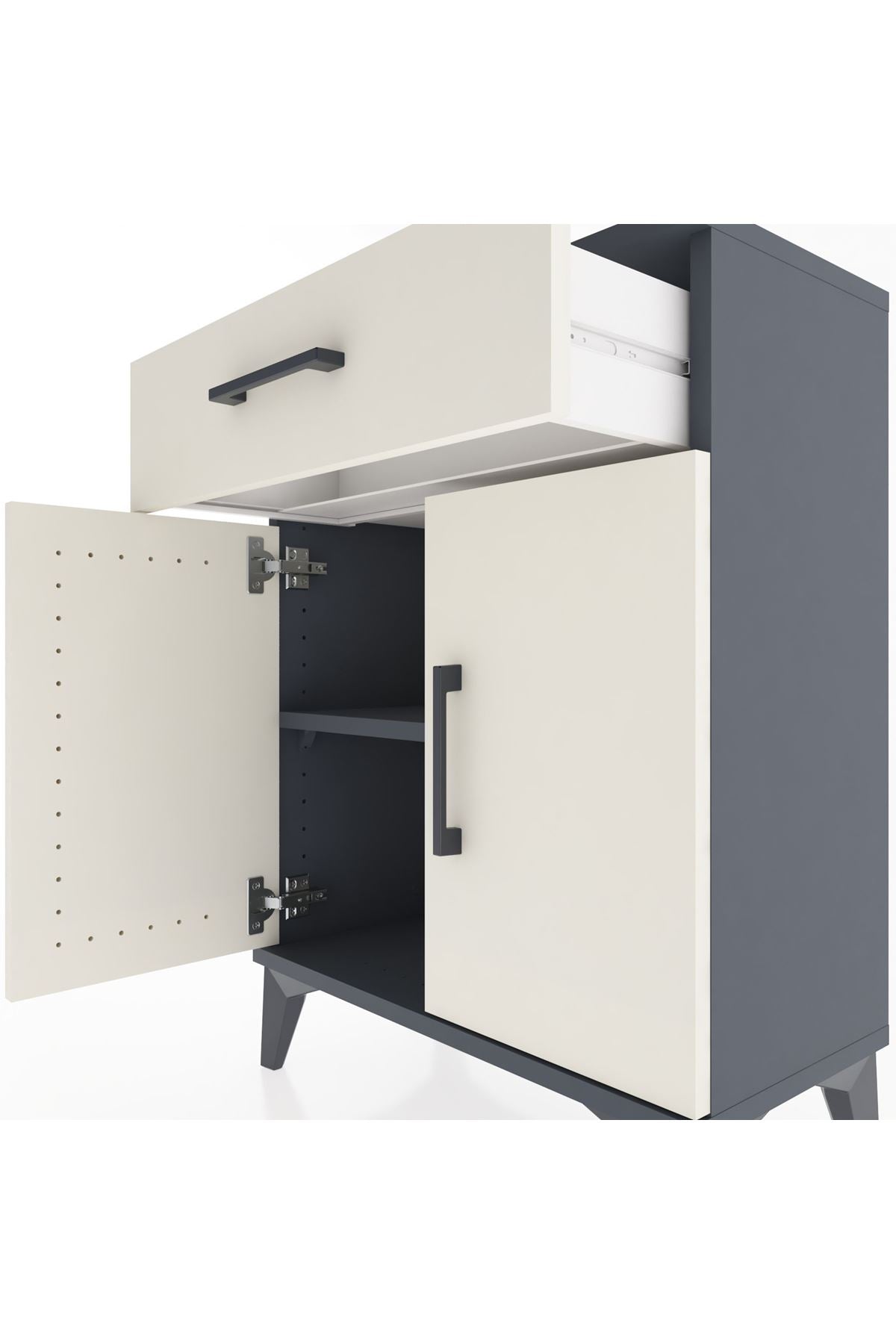 Arges Komodin Tek Raflı Tek Çekmeceli 2 Kapaklı 60x30x80 - S13M021V4A