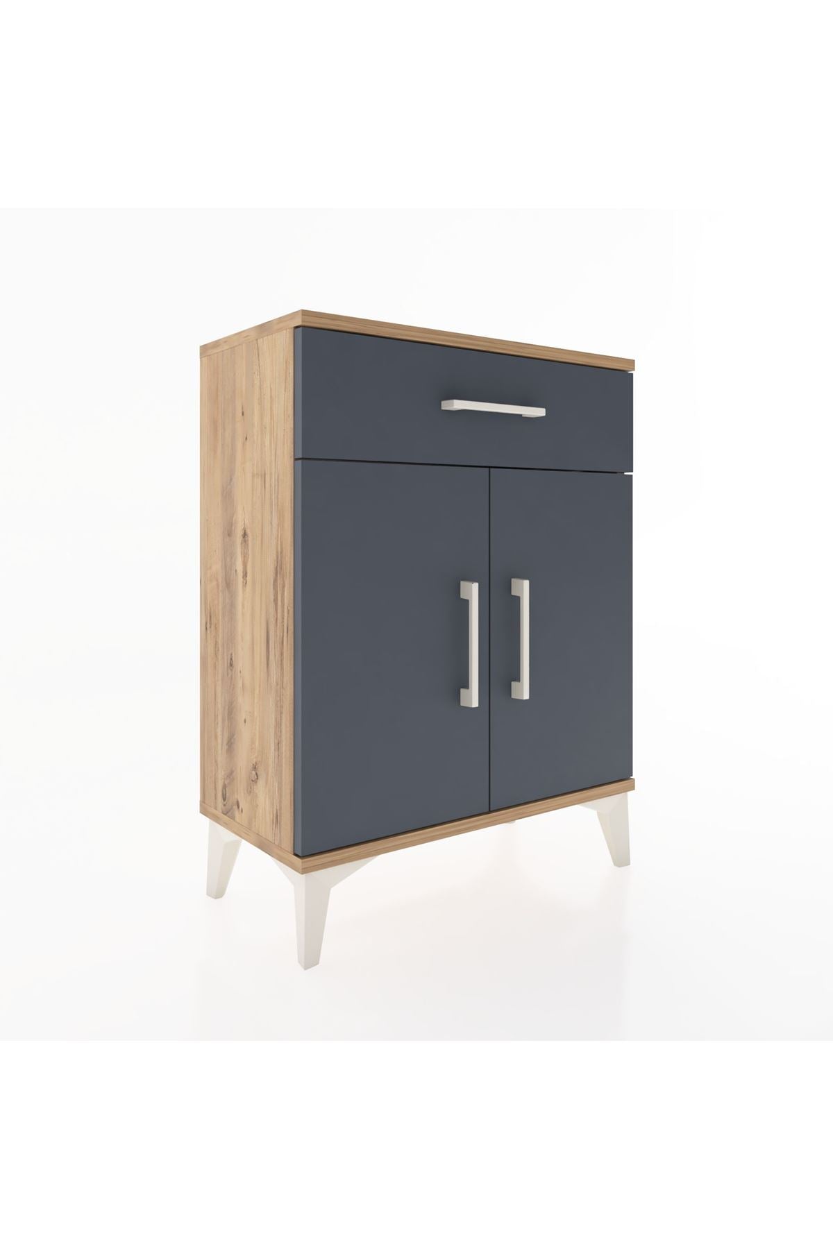Arges Komodin Tek Raflı Tek Çekmeceli 2 Kapaklı 60x30x80 - S13M021V8A