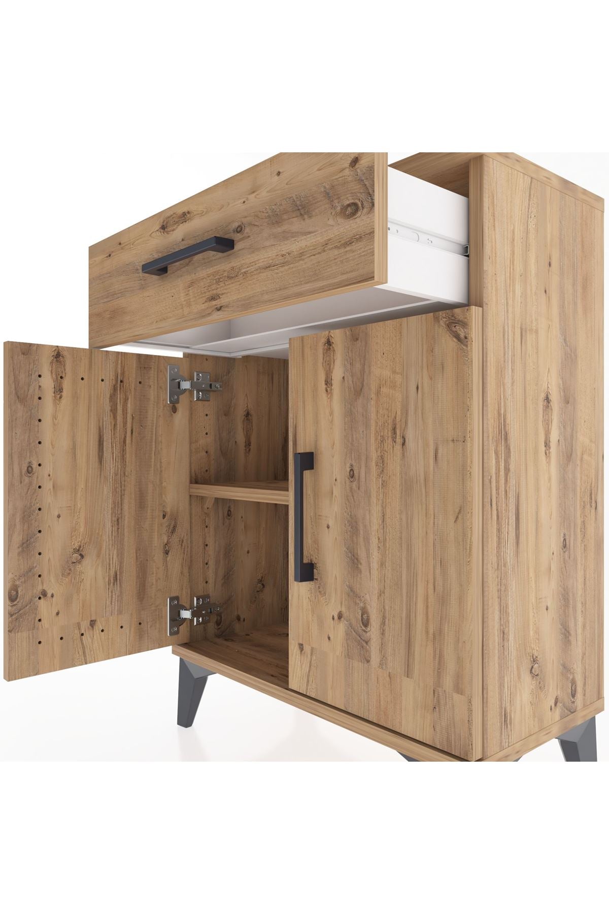 Arges Komodin Tek Raflı Tek Çekmeceli 2 Kapaklı 60x30x80 - S13M021V9A