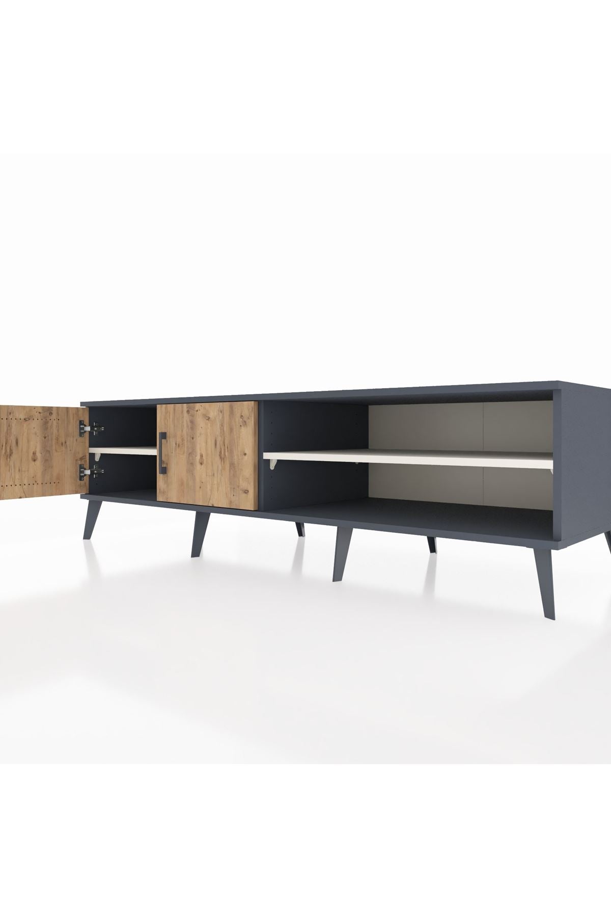 Kronos TV Ünitesi 2 Raflı 2 Kapaklı 176x59x51 Antrasit-Çam/Aytaşı