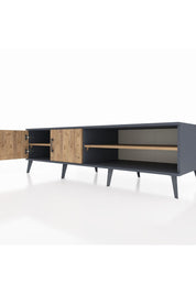 Kronos TV Ünitesi 2 Raflı 2 Kapaklı 176x59x51 Antrasit-Çam/Çam