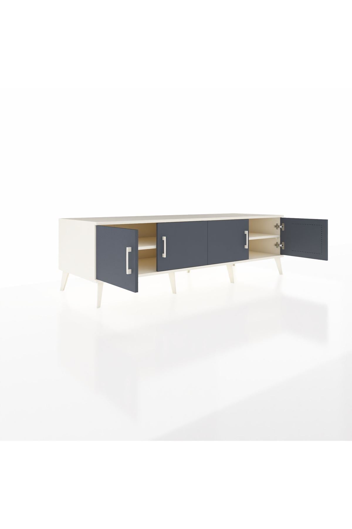 Kronos TV Ünitesi 2 Raflı 4 Kapaklı 176x59x51 Aytaşı-Antrasit/Aytaşı