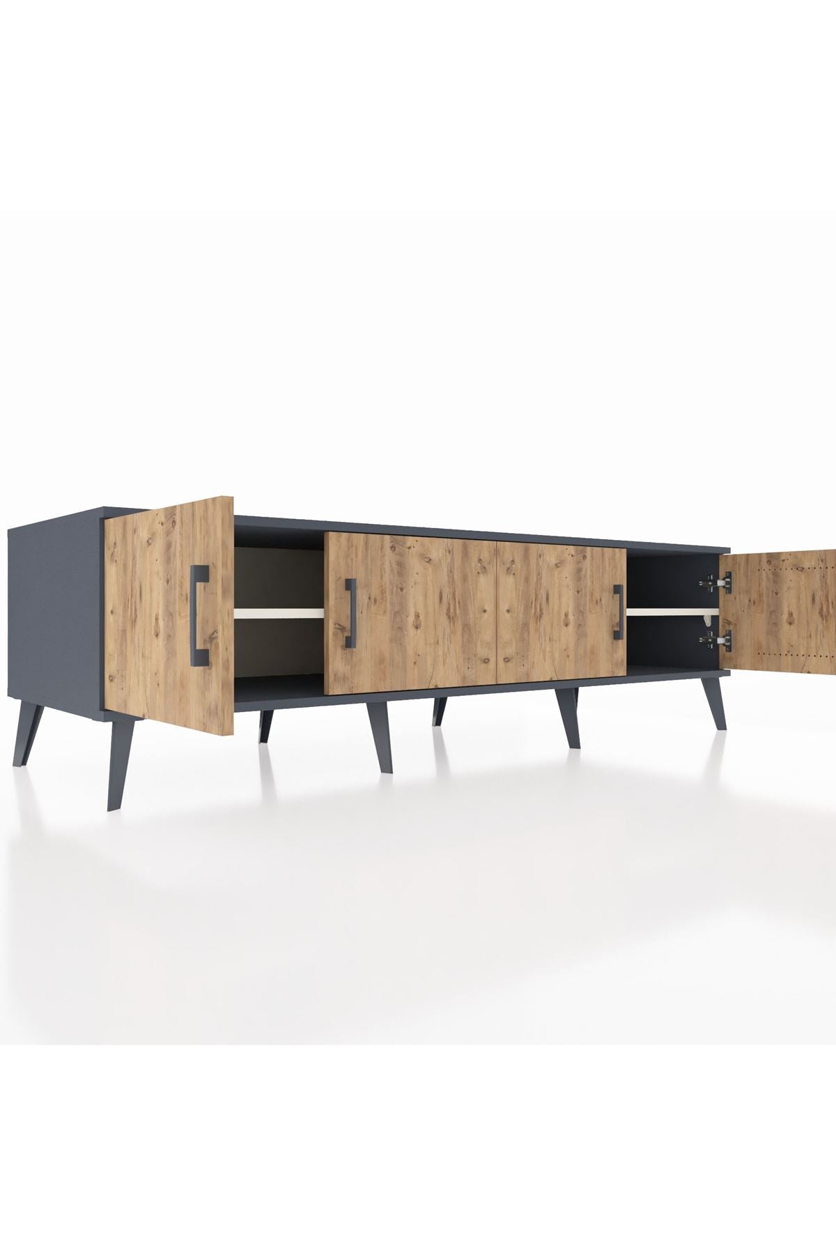 Kronos TV Ünitesi 2 Raflı 4 Kapaklı 176x59x51 Antrasit-Çam/Aytaşı