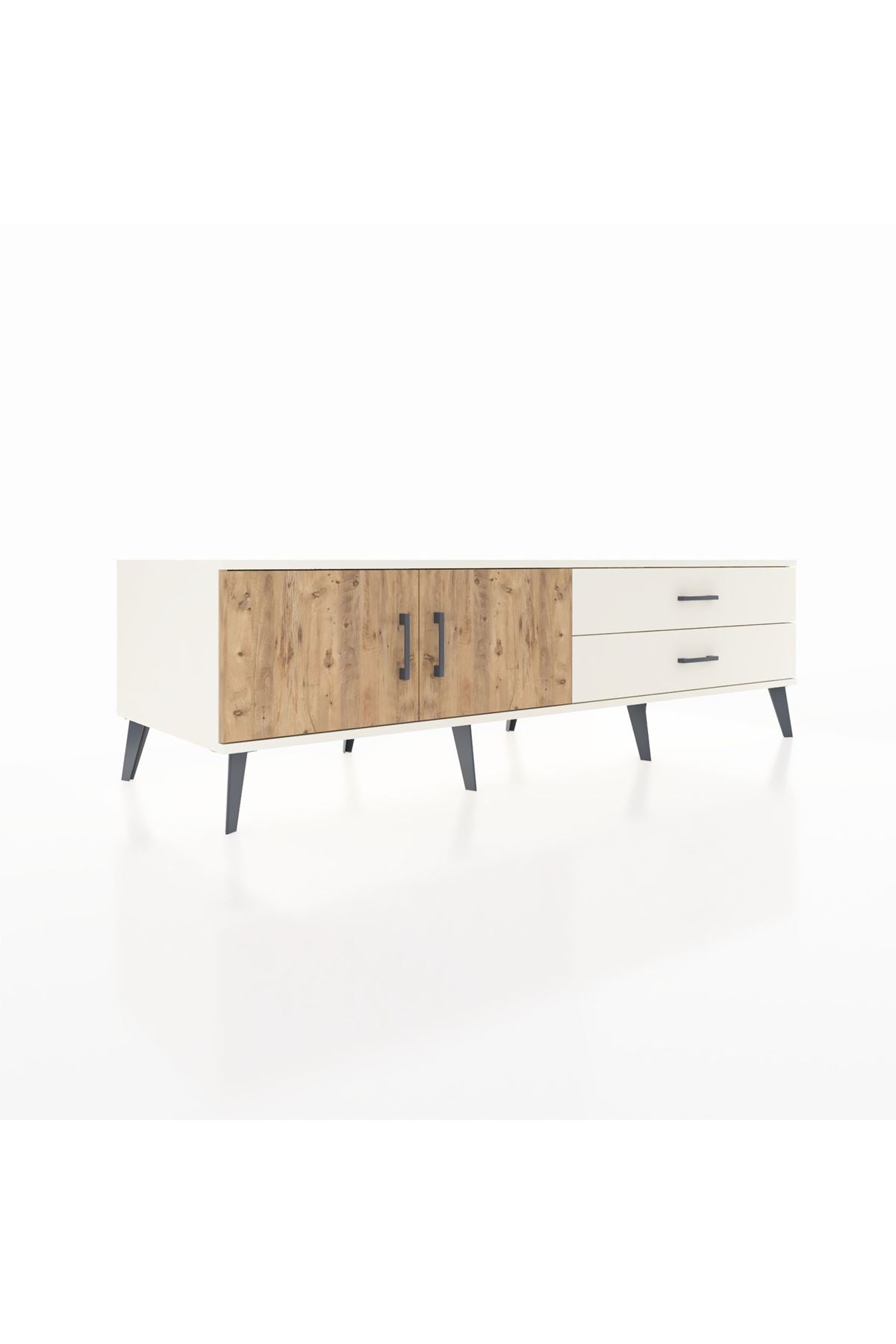 Kronos TV Ünitesi Tek Raflı 2 Çekmeceli 2 Kapaklı 176x59x51 Aytaşı-Çam/Aytaşı