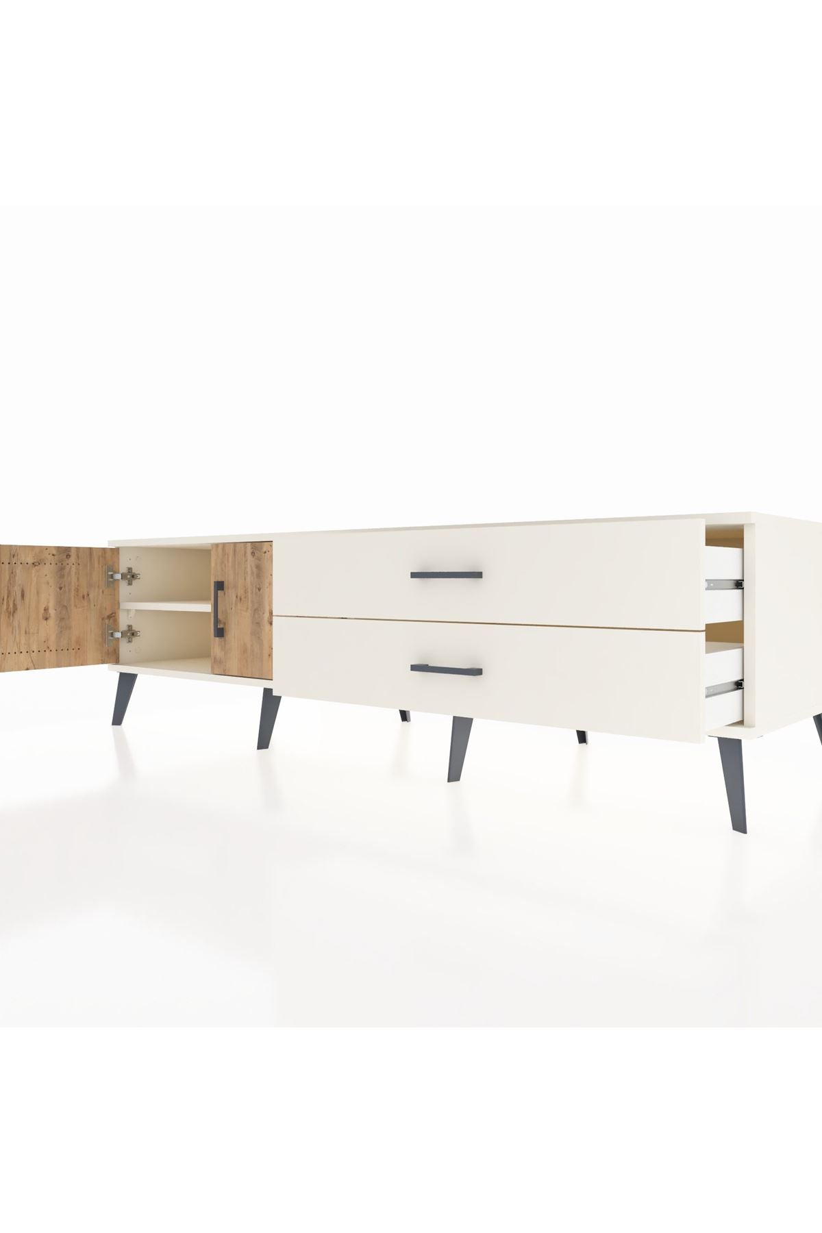 Kronos TV Ünitesi Tek Raflı 2 Çekmeceli 2 Kapaklı 176x59x51 Aytaşı-Çam/Aytaşı