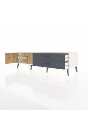 Kronos TV Ünitesi Tek Raflı 2 Çekmeceli 2 Kapaklı 176x59x51 Aytaşı-Çam/Antrasit