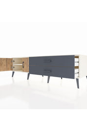 Kronos TV Ünitesi Tek Raflı 2 Çekmeceli 2 Kapaklı 176x59x51 Aytaşı-Çam/Antrasit