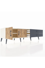 Kronos TV Ünitesi Tek Raflı 2 Çekmeceli 2 Kapaklı 176x59x51 Aytaşı-Çam/Antrasit