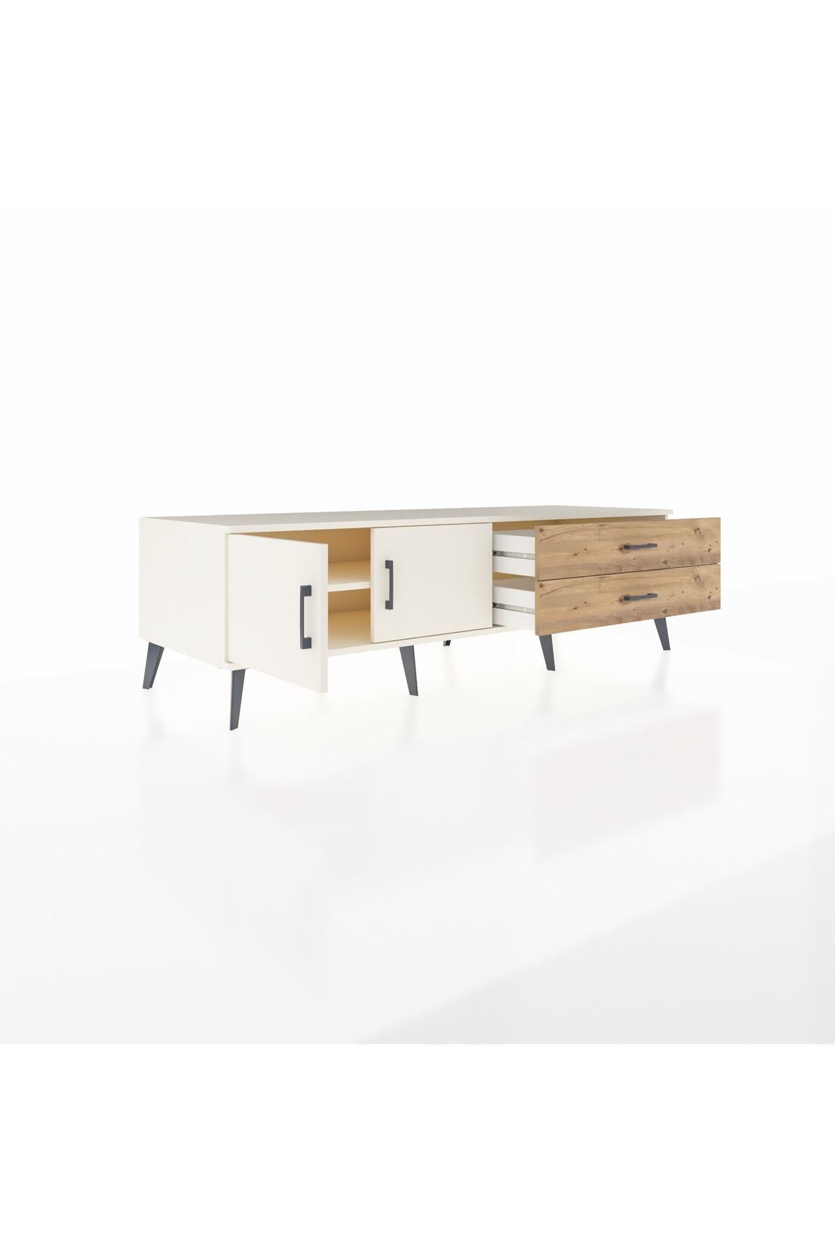 Kronos TV Ünitesi Tek Raflı 2 Çekmeceli 2 Kapaklı 176x59x51 Aytaşı-Aytaşı/Çam