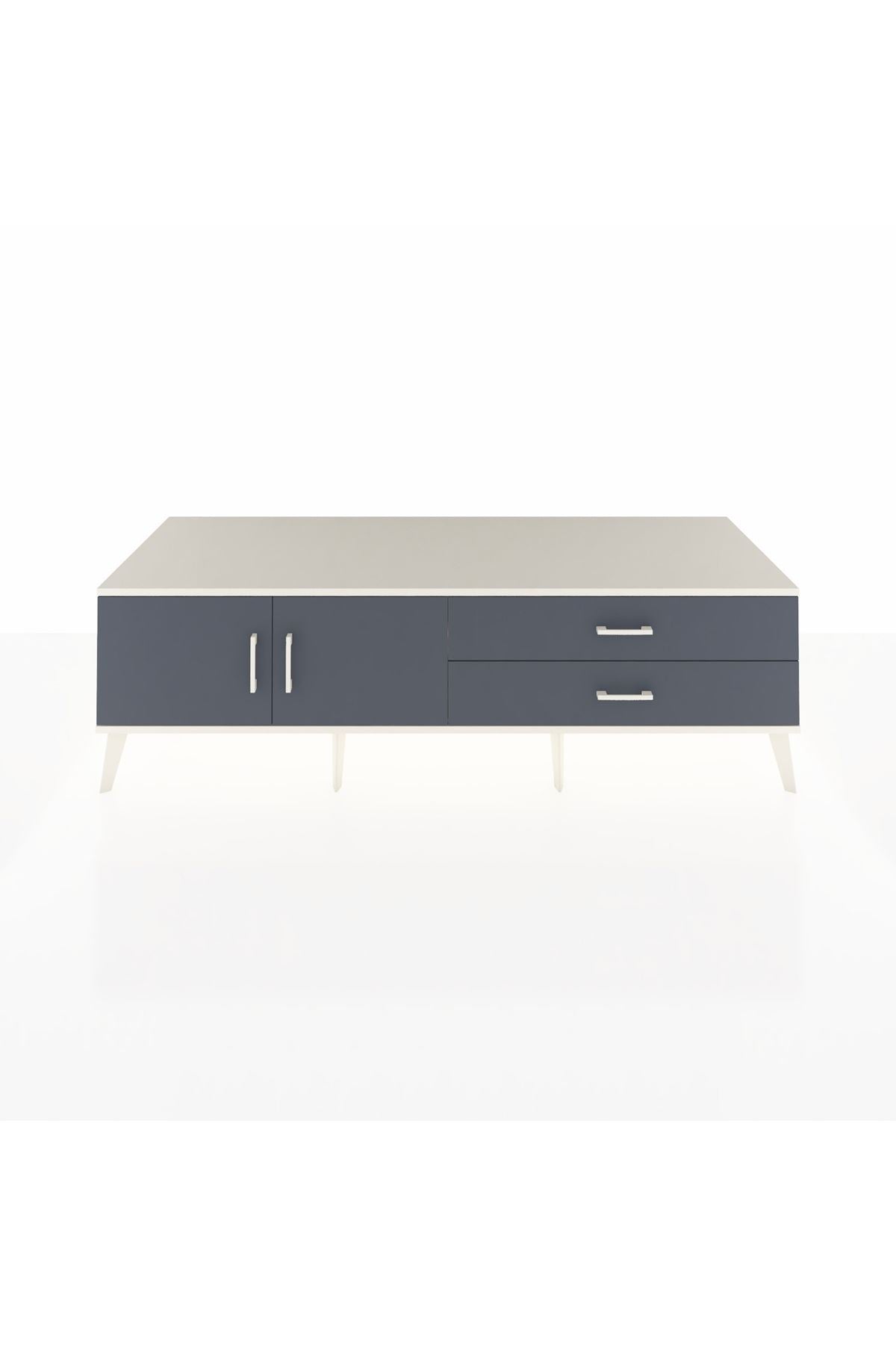 Kronos TV Ünitesi Tek Raflı 2 Çekmeceli 2 Kapaklı 176x59x51 Aytaşı-Antrasit/Antrasit