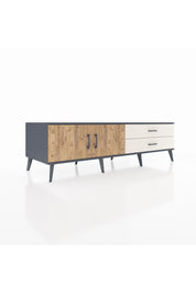 Kronos TV Ünitesi Tek Raflı 2 Çekmeceli 2 Kapaklı 176x59x51 Antrasit-Çam/Aytaşı