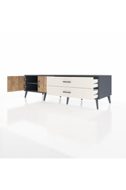 Kronos TV Ünitesi Tek Raflı 2 Çekmeceli 2 Kapaklı 176x59x51 Antrasit-Çam/Aytaşı