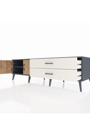 Kronos TV Ünitesi Tek Raflı 2 Çekmeceli 2 Kapaklı 176x59x51 Antrasit-Çam/Aytaşı